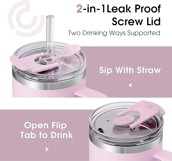 40 oz Tumbler With Handle and Straw Lid