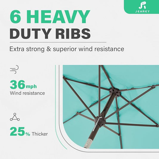 7.5FT Patio Umbrella Market Table Umbrella with 6 Sturdy Ribs