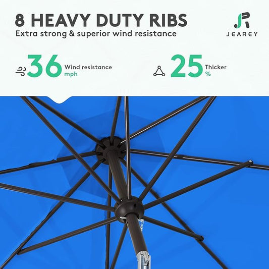 9FT Patio Umbrella Outdoor Table Umbrella with Push Button Tilt and Crank, Market Umbrella 8 Sturdy Ribs