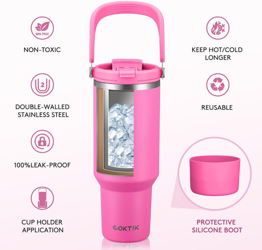 40 oz Tumbler with Handle and Straw