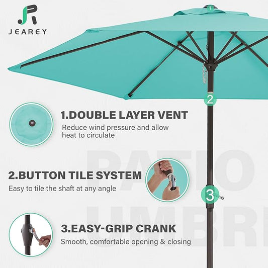 7.5FT Patio Umbrella Market Table Umbrella with 6 Sturdy Ribs