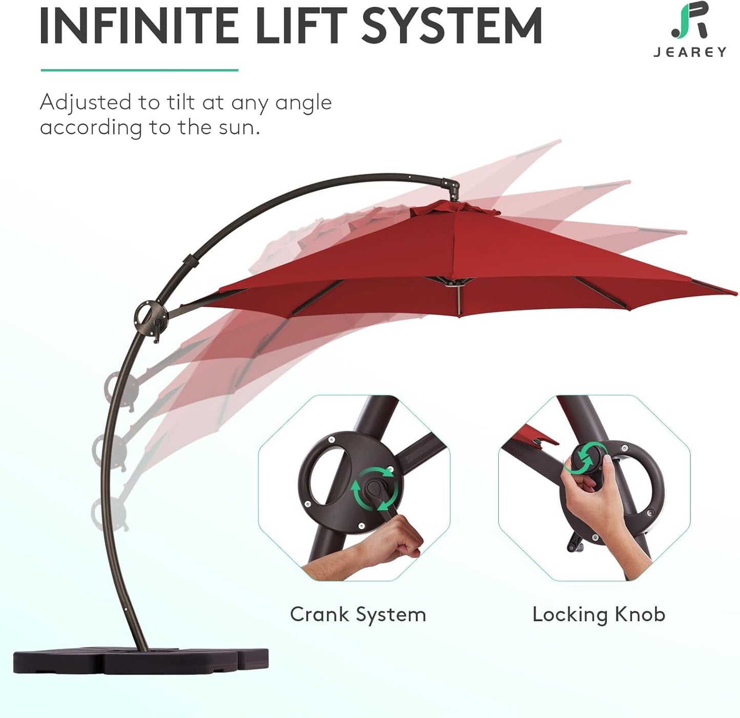 11FT Outdoor Patio Umbrella - Large Offset Curvy Cantilever Heavy Duty Hanging Round Umbrella with Sandbag Base